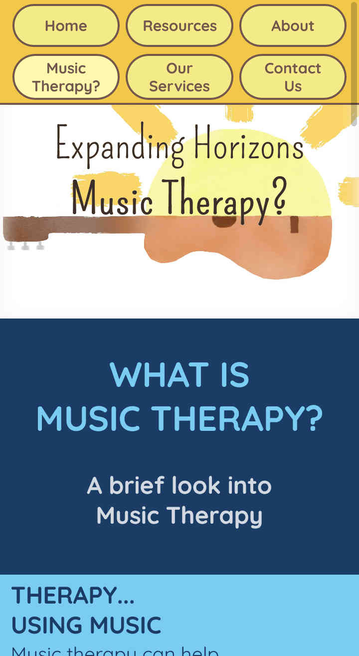 Mobile Preview of Expanding Horizons Music Therapy Website