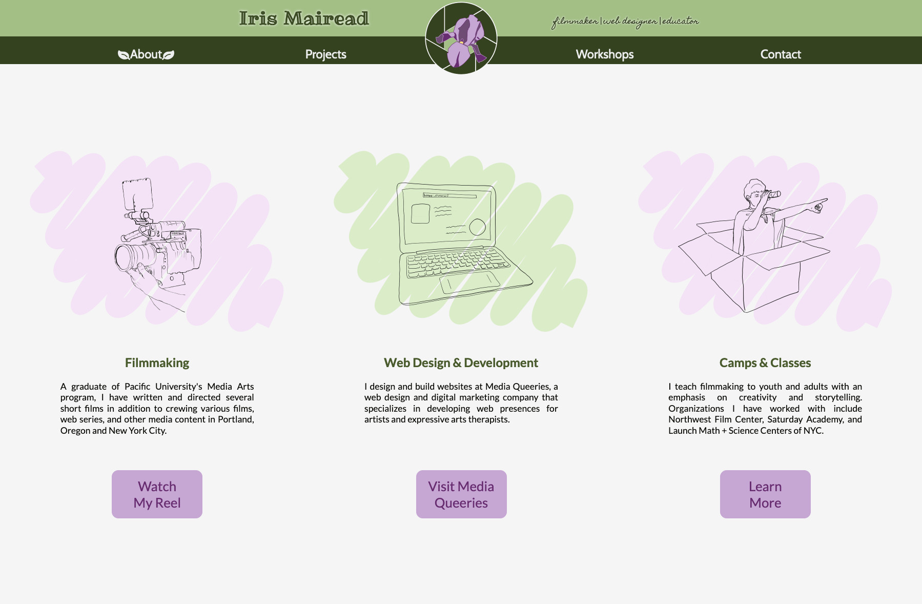 Desktop Preview of Iris Mairead Website